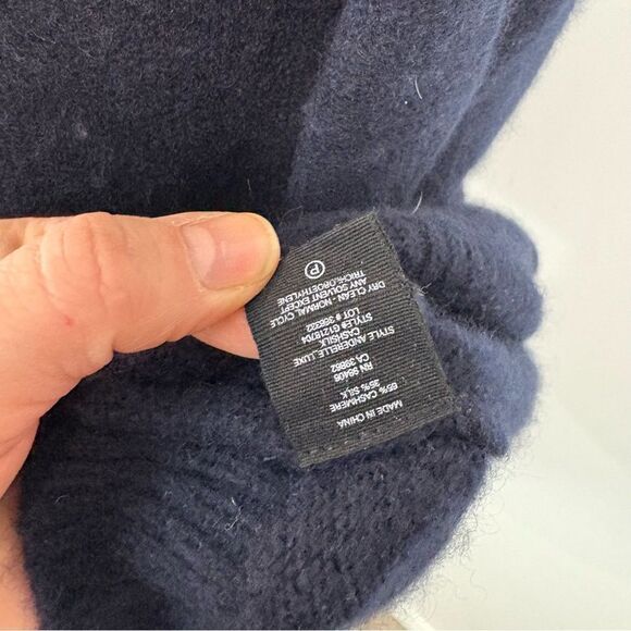 Theory Knit Navy Blue Cashmere Silk Mini Dress 3/4 Sleeves length sz M - Picture 7 of 11